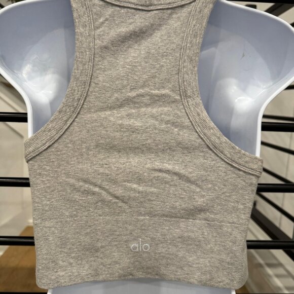 ALO Seamless Delight High Neck Bra -Athletic Heather Grey - Small - Picture 2 of 2